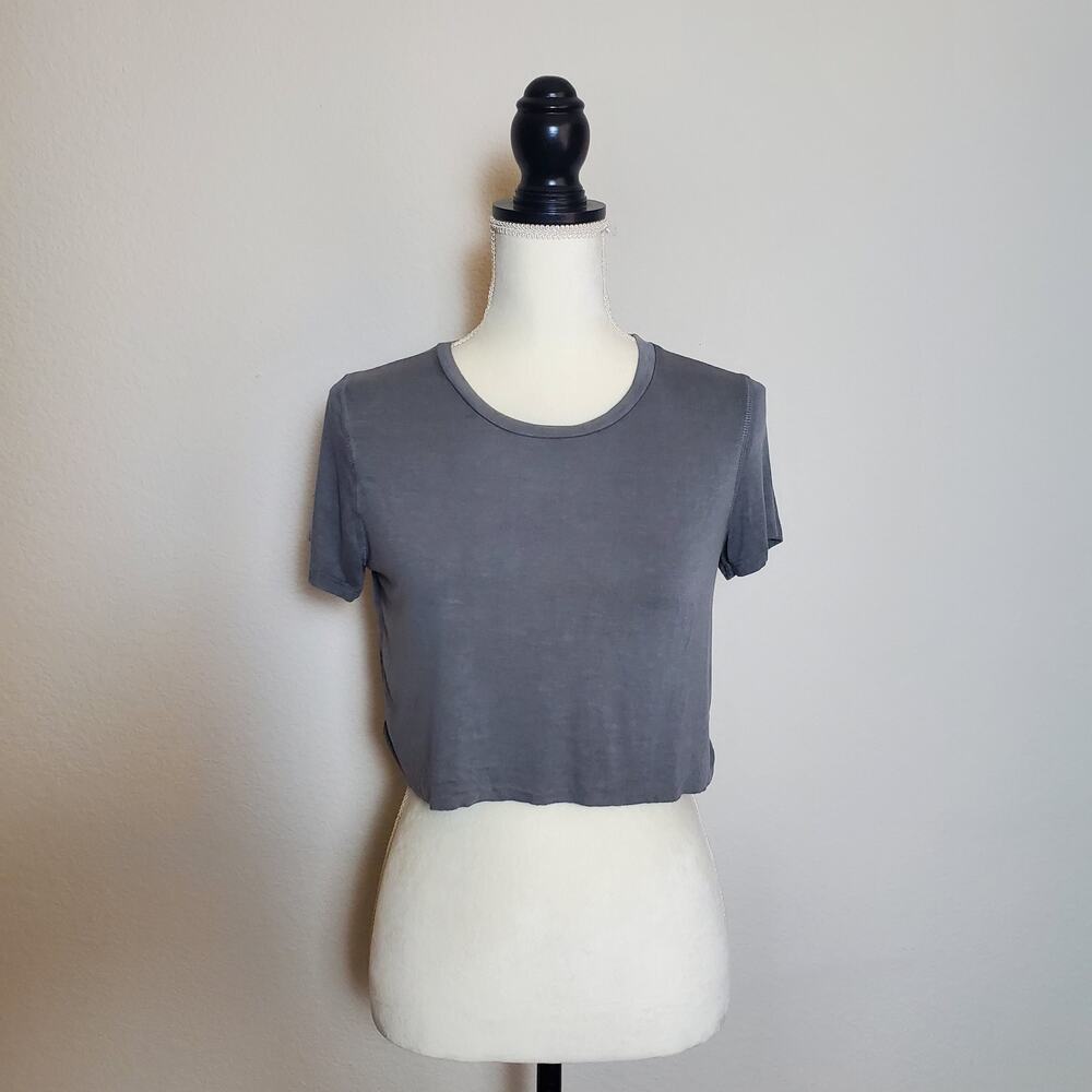 Olivaceous Cropped Gray Top Small
